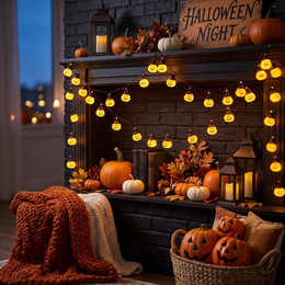 Lampki na Halloween dynie 5 m girlanda łańcuch świetlny na baterie 20 LED świecąca ozdoba