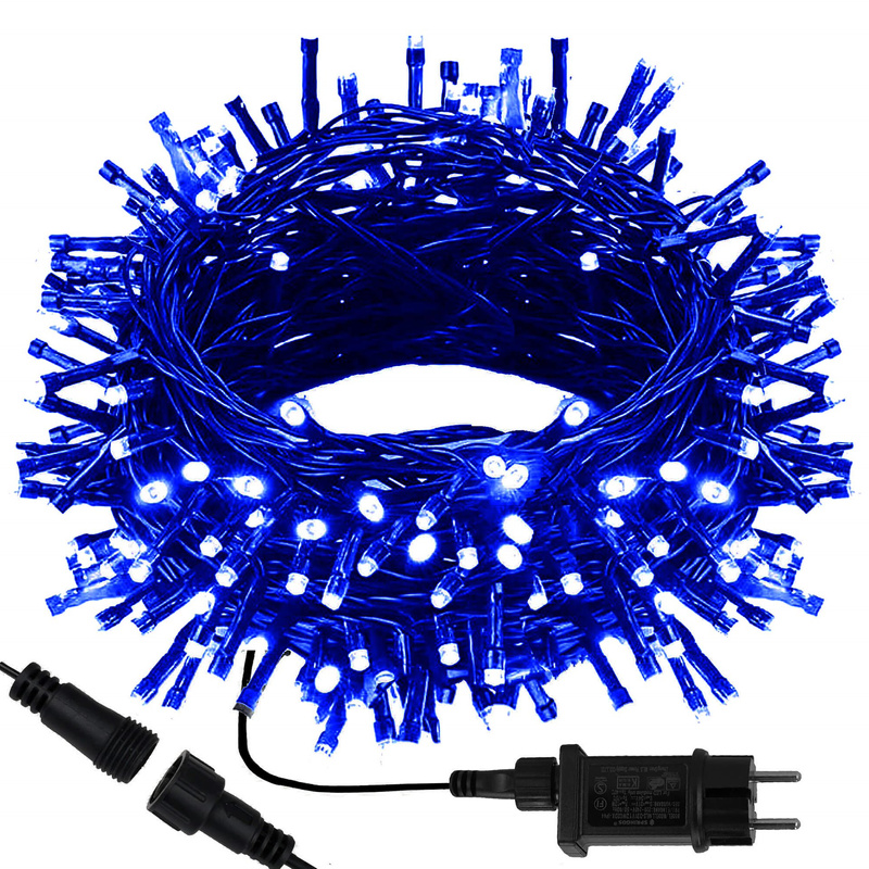 Lampki choinkowe 500 led niebieski + flash 25m oświetlenie świąteczne IP44