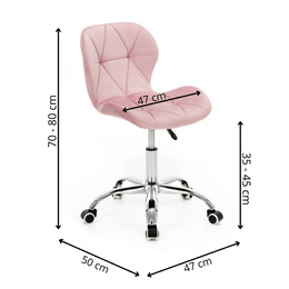 Fotel biurowy obrotowy krzesło na kółkach do nauki, pracy regulowane ergonomiczne różowe