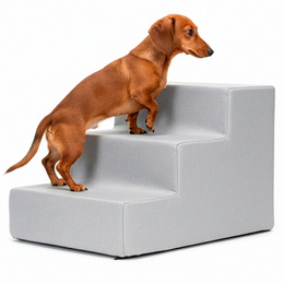 Schodki dla psa do łóżka 30 cm podest, rampa 3-stopniowa, miękkie schody szare