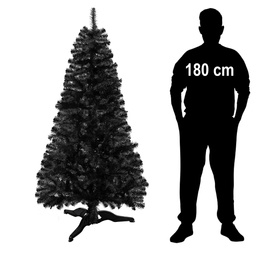 Choinka sztuczna 180 cm jodła czarna nowoczesna, ze stojakiem