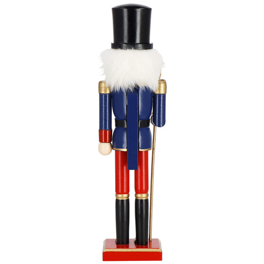 Dziadek do orzechów 38 cm z toporkiem, drewniany żołnierzyk niebiesko-czerwony, figurka świąteczna