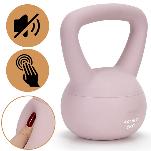 Kettlebell miękki 2kg kula odważnik hantla ciężar do ćwiczeń fitness, jasnoróżowy