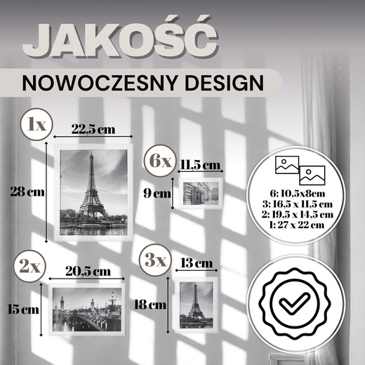 Ramka na zdjęcia 12 zdjęć biała zestaw 12 szt.