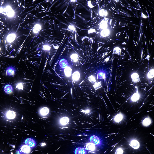 Lampki choinkowe 300 led zimny biały, flash niebieski 25,5 m oświetlenie świąteczne IP44