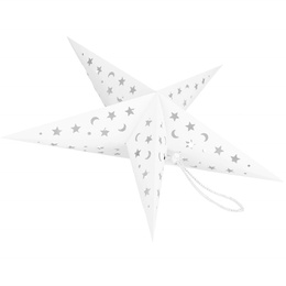 Gwiazda papierowa świąteczna biała 3D 25 cm i lampki choinkowe 10 led ciepły biały
