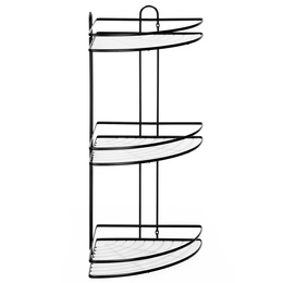 Półka łazienkowa narożna pod prysznic 3 poziomy, wisząca, czarna