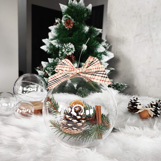 Bombki akrylowe 10cm kula plastikowa decoupage zestaw 4 szt.