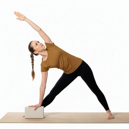 Kostka do jogi piankowa EVA 23x15x7,5 cm klocek blok do ćwiczeń pilates stretching beżowy