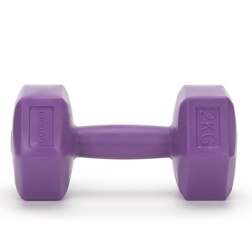 Ciężarki 2x2kg hexagonalne do ćwiczeń fitness hantle zestaw 2 szt. fioletowe