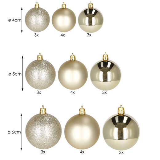 Bombki choinkowe 30 szt. ozdoby świąteczne złoty