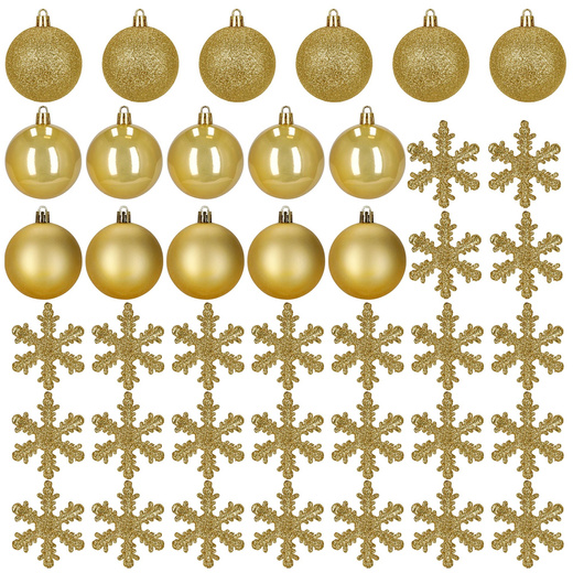 Bombki choinkowe 40 szt. zestaw dekoracji świątecznych, nietłukące, złoty