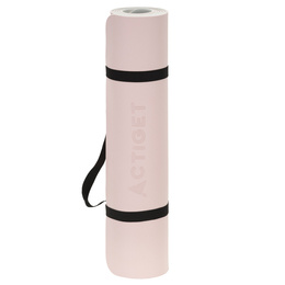 Mata do jogi, ćwiczeń fitness 183x61 cm antypoślizgowa, materac do stretchingu, jasny róż