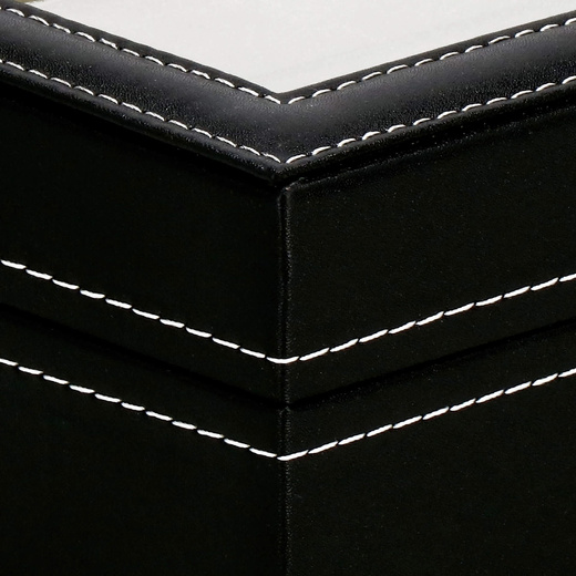 Szkatułka na zegarki 30x20x8 cm czarno-kremowa, ekoskóra organizer z 12 przegródkami