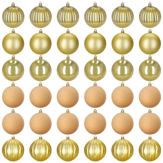 Bombki choinkowe 36 szt. zestaw dekoracje świąteczne ozdoby nietłukące złote