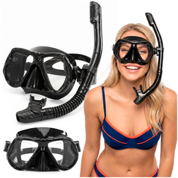 Maska do nurkowania z rurką, Anti-fog filtr UV DryTop gogle do pływania