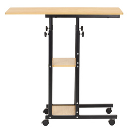 Stolik na kółkach regulowany 76-86 cm biurko mobilne pod laptopa jasnobrązowe