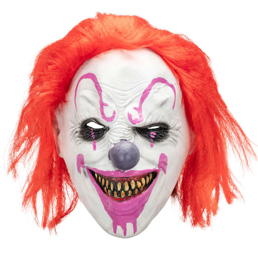 Maska na Halloween krwawy klaun z włosami zabójczy claun horror cosplay