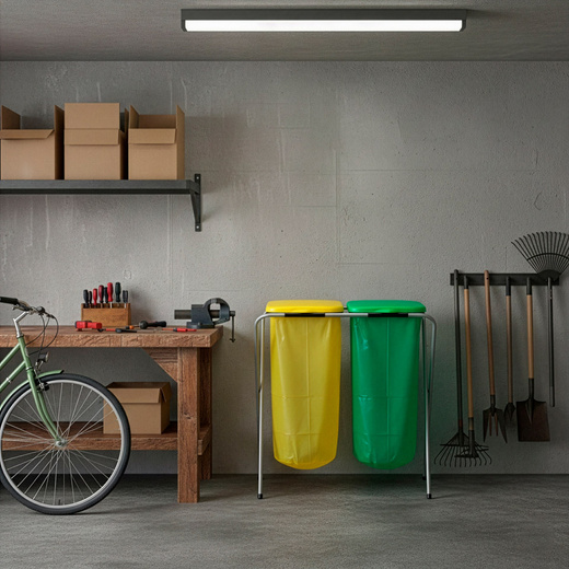 Stelaż na dwa worki do segregacji odpadów, stojak z pokrywami na śmieci