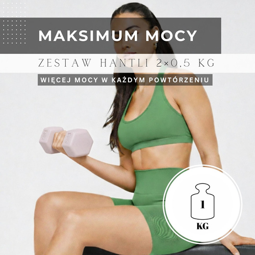 Ciężarki 2x0,5kg hexagonalne do ćwiczeń fitness hantle zestaw 2 szt. jasny róż