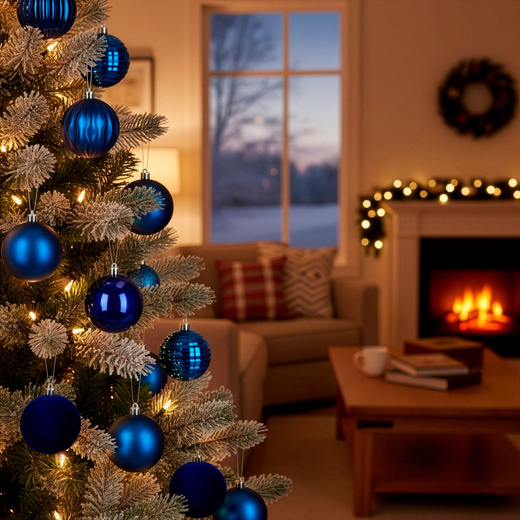 Bombki choinkowe 36 szt. zestaw dekoracji świątecznych, nietłukące, granatowe