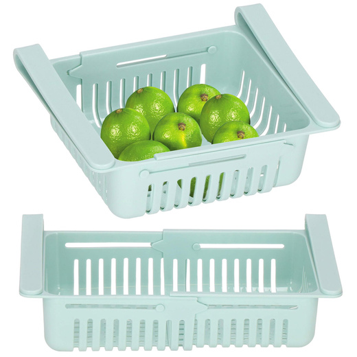 Organizer do lodówki pod półkę rozsuwany 20,5–28,5 cm, wysuwana szuflada miętowa
