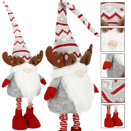 Skrzat 80 cm ozdoba świąteczna, renifer krasnal świąteczny, gnom z teleskopowymi nózkami