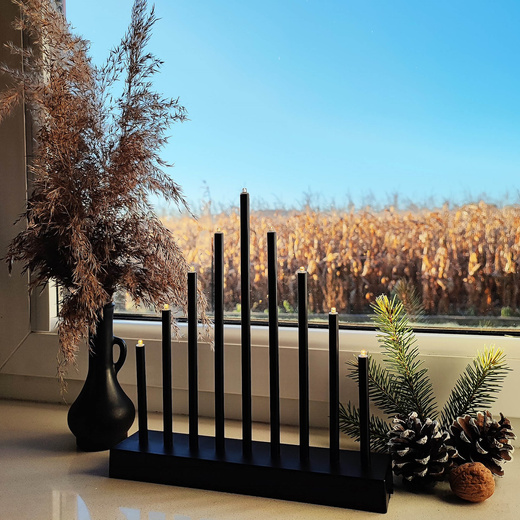 Świecznik adwentowy Led 9 świec czarny