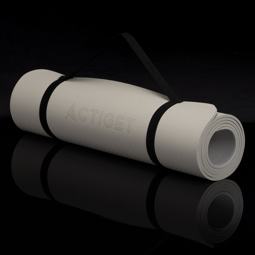 Mata do jogi, ćwiczeń fitness 183x61 cm antypoślizgowa, materac do stretchingu, jasny beż