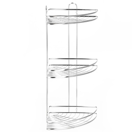 Półka łazienkowa narożna pod prysznic 3 poziomy, wisząca, srebrna