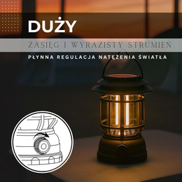 Lampa turystyczna, kempingowa LED solarna, z funkcją powerbank
