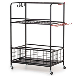 Wózek na narzędzia ogrodowe 96 cm mobilny organizer, 3-poziomy, stojak na sprzęt ogrodniczy