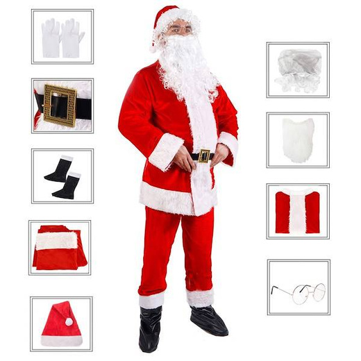 Strój św. Mikołaja zestaw 10 elementowy przebranie świąteczne