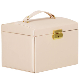 Szkatułka na biżuterię ekoskóra 17,5x12x13,5 cm jasny różowy organizer z przegródkami