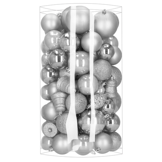 Bombki choinkowe 100 szt. zestaw dekoracji świątecznych zawieszki nietłukące srebrne