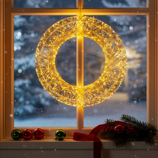 Wieniec świetlny 45 cm stroik świateczny na drzwi 720 LED ciepły biały