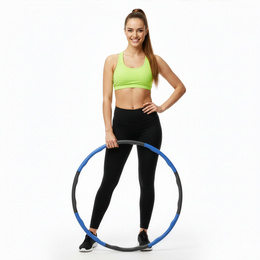 Hula hop treningowe 88 cm składane, piankowe NBR szaro-niebieskie