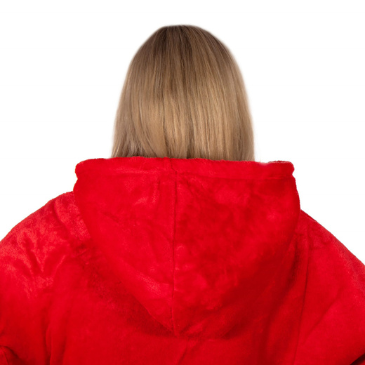 Kocobluza damska męska oversize koc bluza 2w1 z kapturem XXL ciepła czerwone