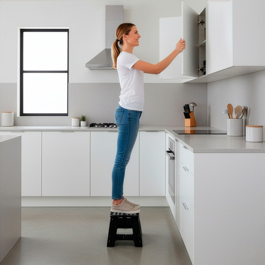 Stołek składany, schodek pomocniczy 150 kg podest antypoślizgowy, czarny