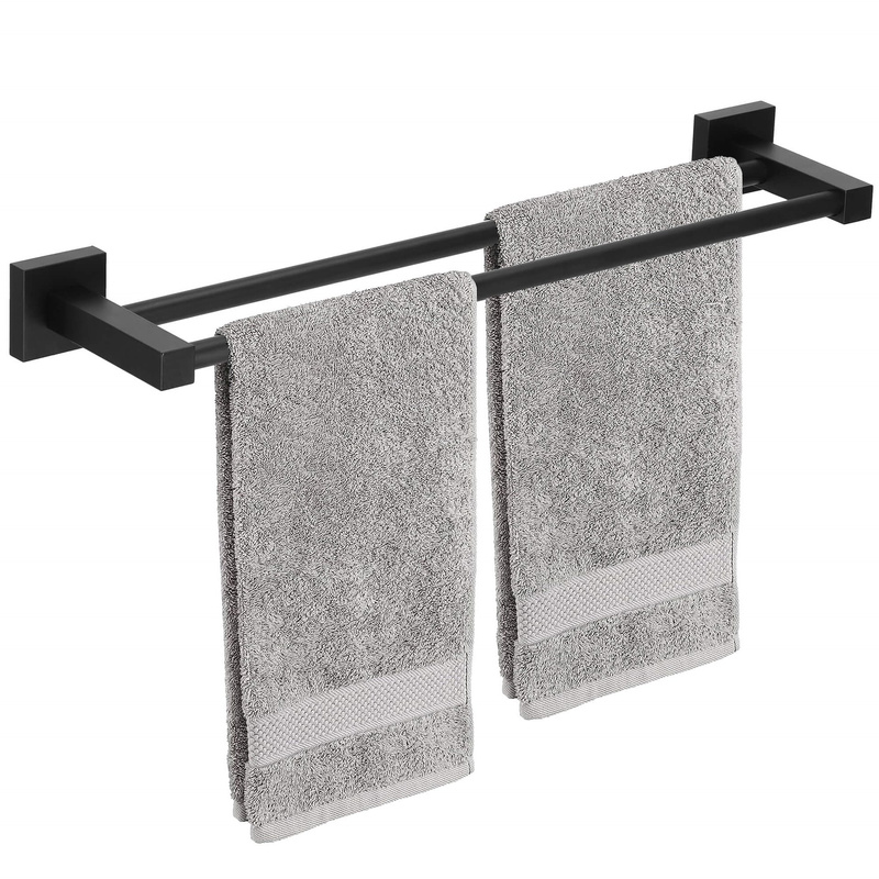 Wieszak łazienkowy na ręczniki ścienny aluminiowy czarny