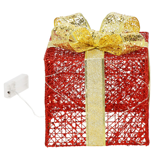 Dekoracja świąteczna LED prezenty oświetlenie zestaw 3 szt. biały ciepły