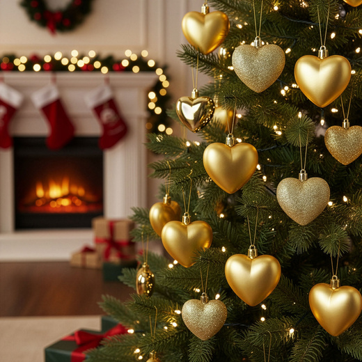 Bombki choinkowe 16 szt. zestaw dekoracji świątecznych, nietłukące, serca, złote