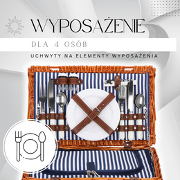 Kosz piknikowy z wyposażeniem dla dwóch osób 37x27x20 cm termiczny, wiklinowy, brązowy