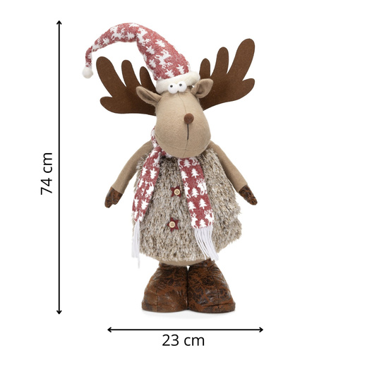 Świąteczny renifer 74 cm ozdoba pod choinkę figurka bożonarodzeniowa