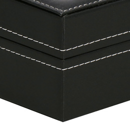 Szkatułka na zegarki 30x11x8 cm czarno-kremowy, ekoskóra organizer z przegródkami i okienkiem
