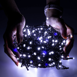Lampki choinkowe 500 led biały zimny + niebieski flash 31,5 m oświetlenie świąteczne IP44
