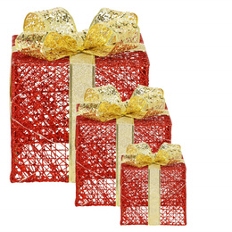 Dekoracja świąteczna LED prezenty oświetlenie zestaw 3 szt. biały ciepły