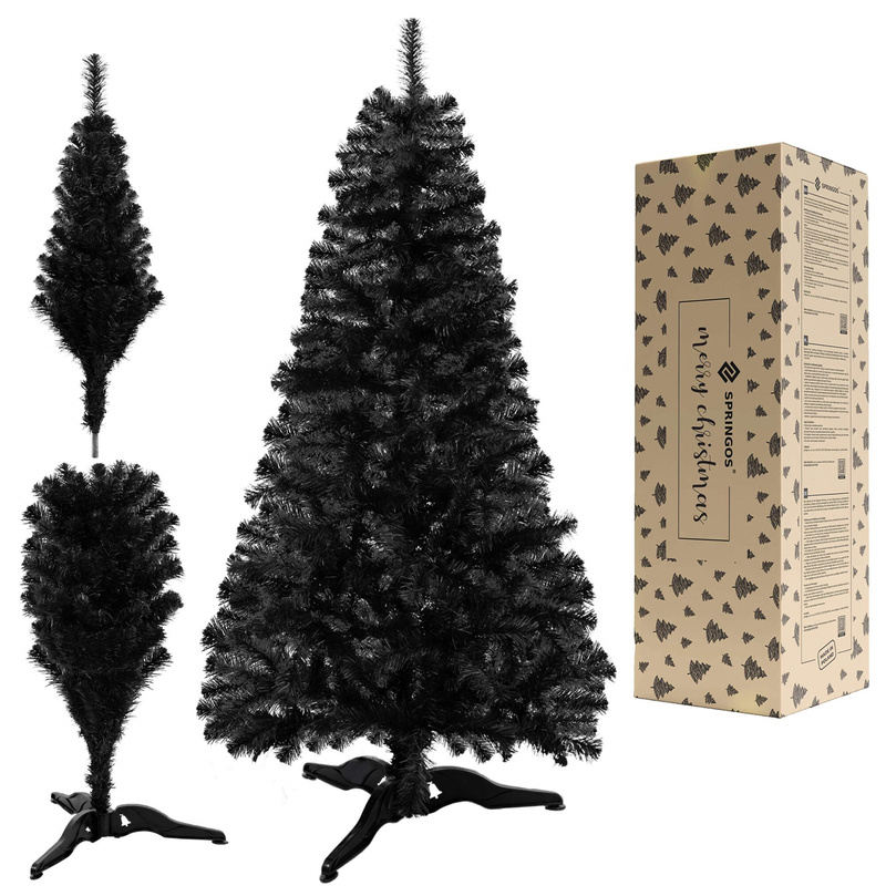 Choinka sztuczna 180 cm jodła czarna nowoczesna, ze stojakiem