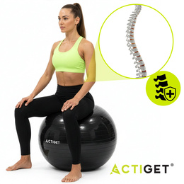 Piłka 75 cm do ćwiczeń pilates, rehabilitacyjnych, stretchingu z pompką, czarna