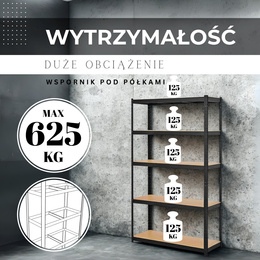 Regał metalowy z 5 półkami zestaw 2 szt. 150x75x30cm do garażu, piwnicy, czarne 